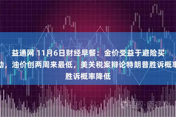 益通网 11月6日财经早餐:金价受益于避险买盘推动,油价创两周来最低,美关税案辩论特朗普胜诉概率降低